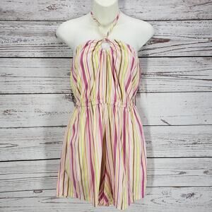 Old Navy New Women's Pink Striped Halter Pockets Romper Size Small